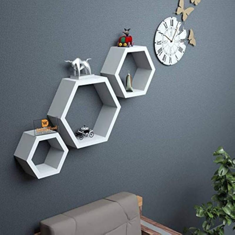 Hexagonal Floating Wall Shelf