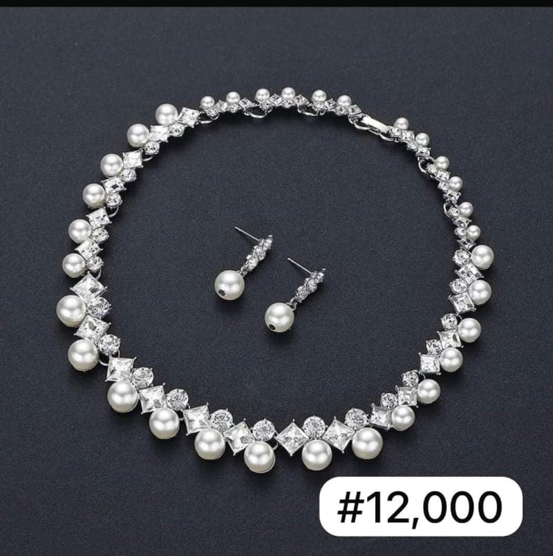 Pearl necklace and earrings
