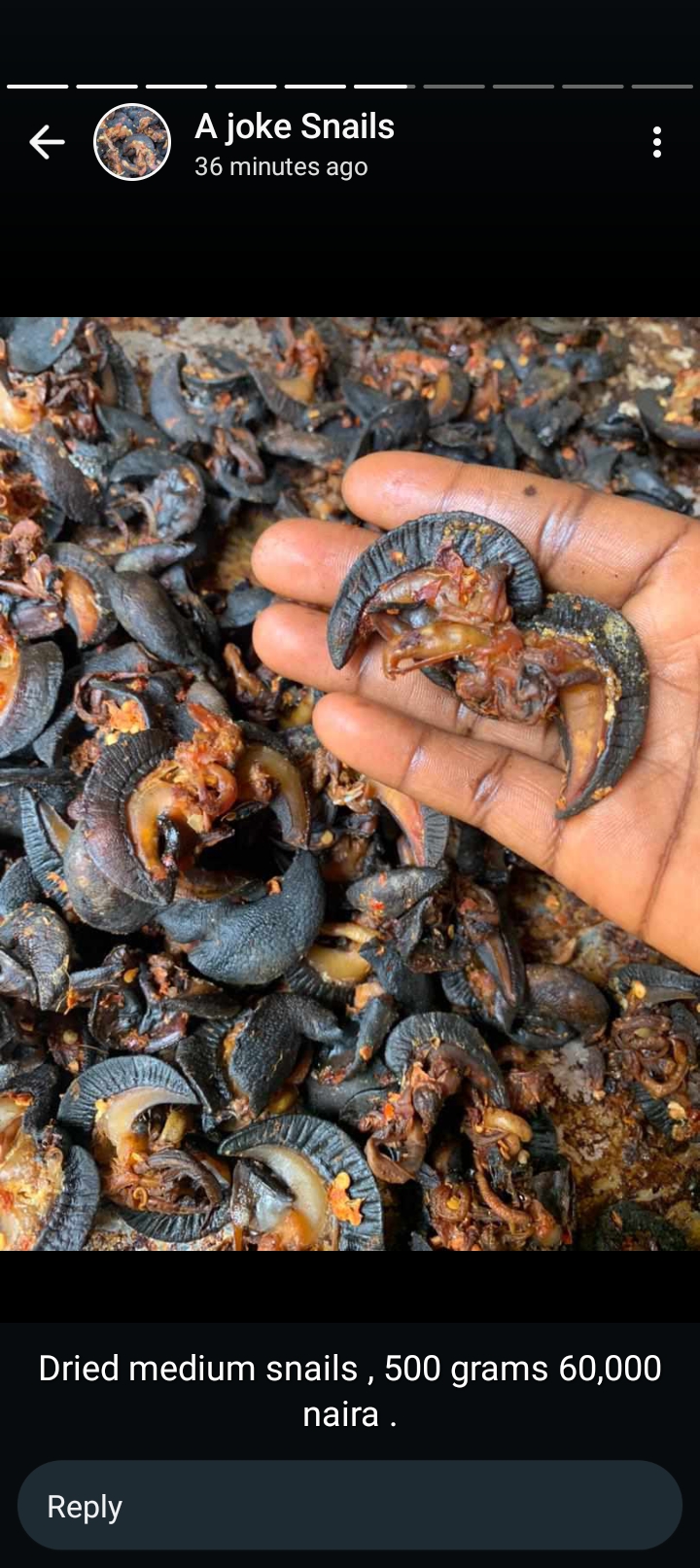 Oven dried snails