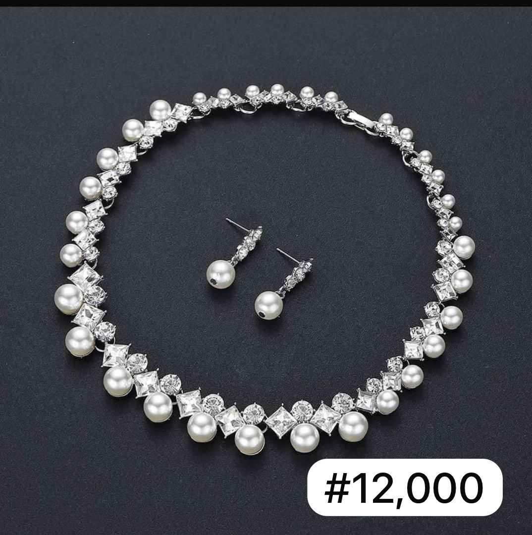 Pearl necklace and earrings